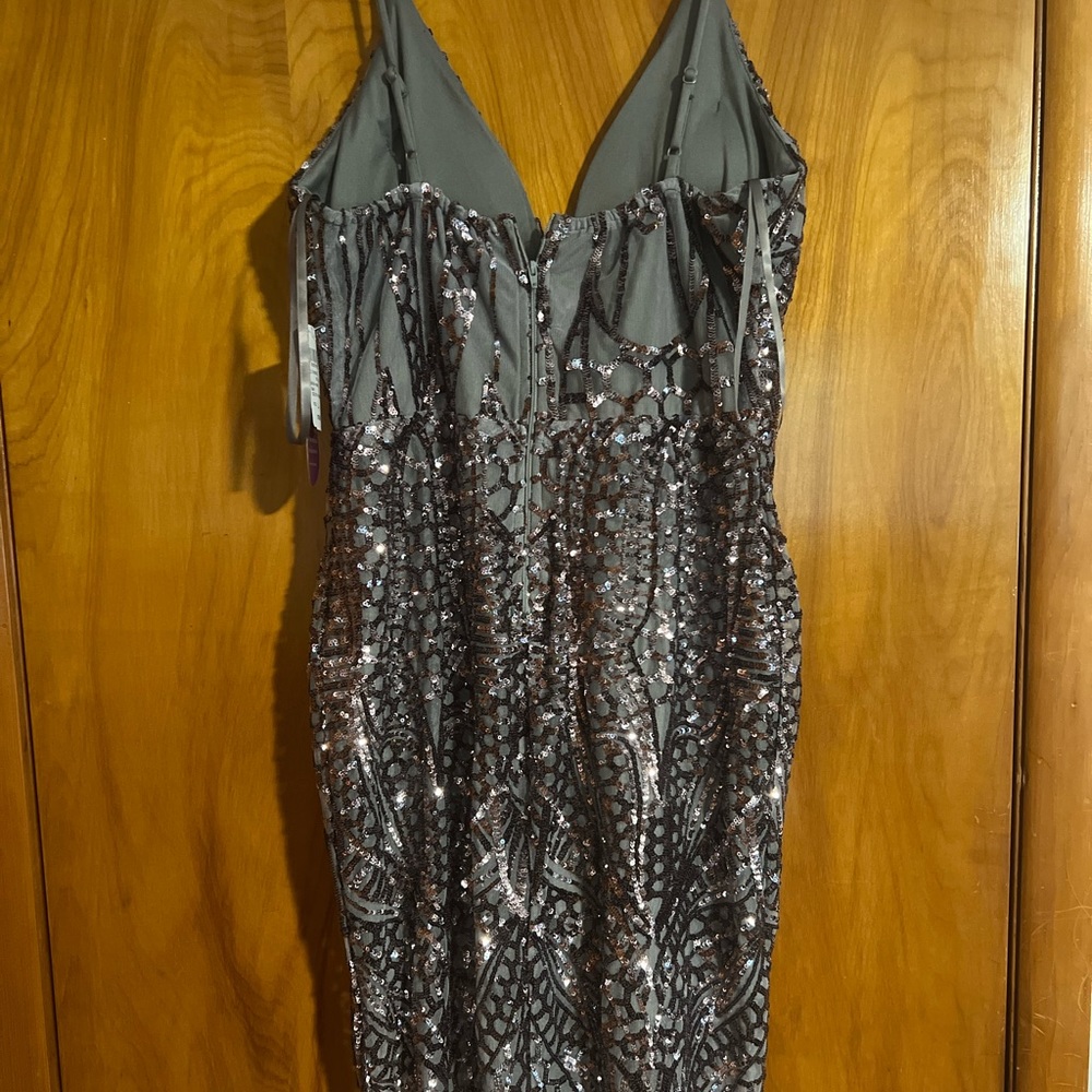 Windsor sparkle silver long gown dress